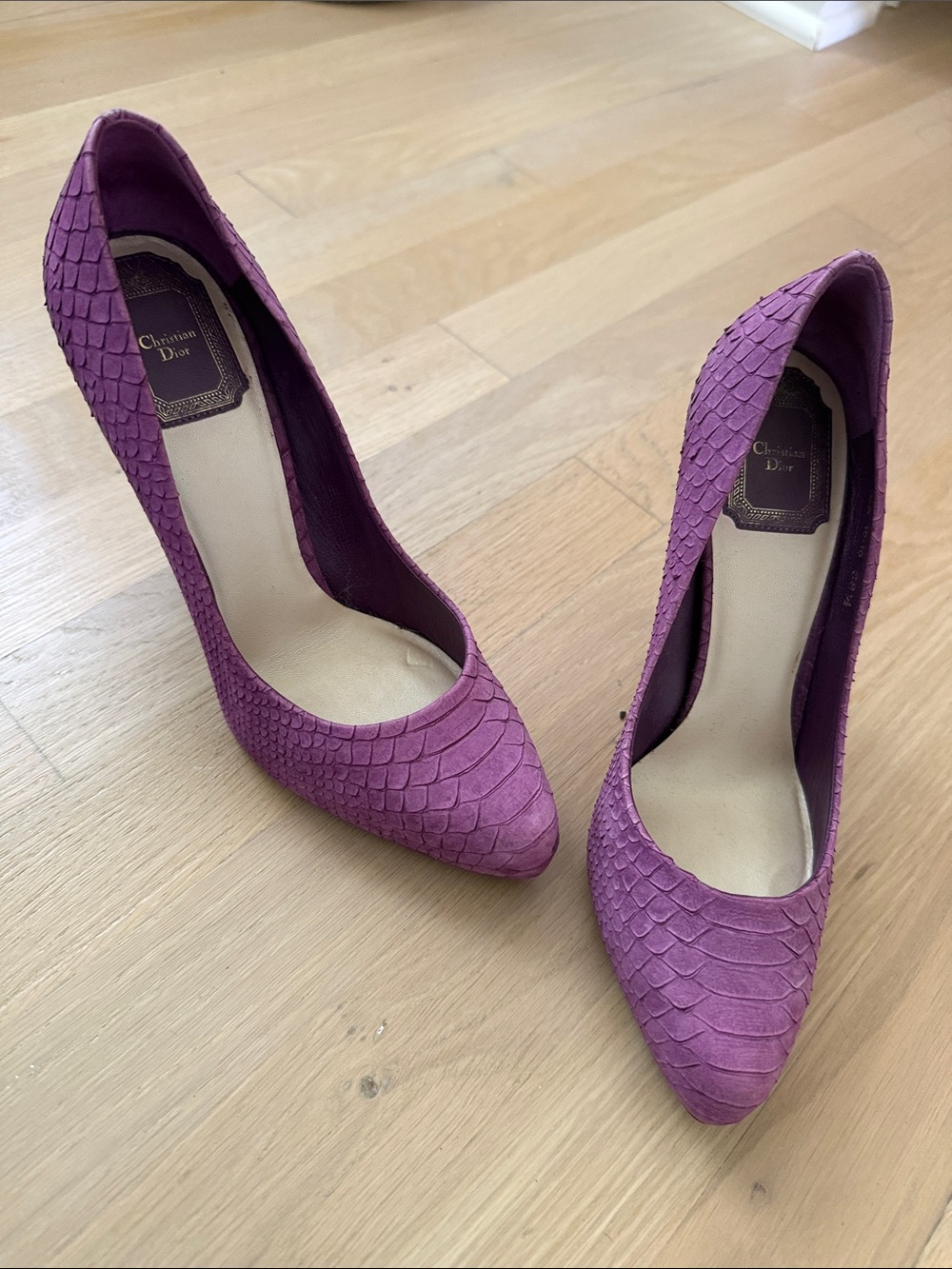 Dior Textured Magenta Pointed-Toe Stiletto Pumps